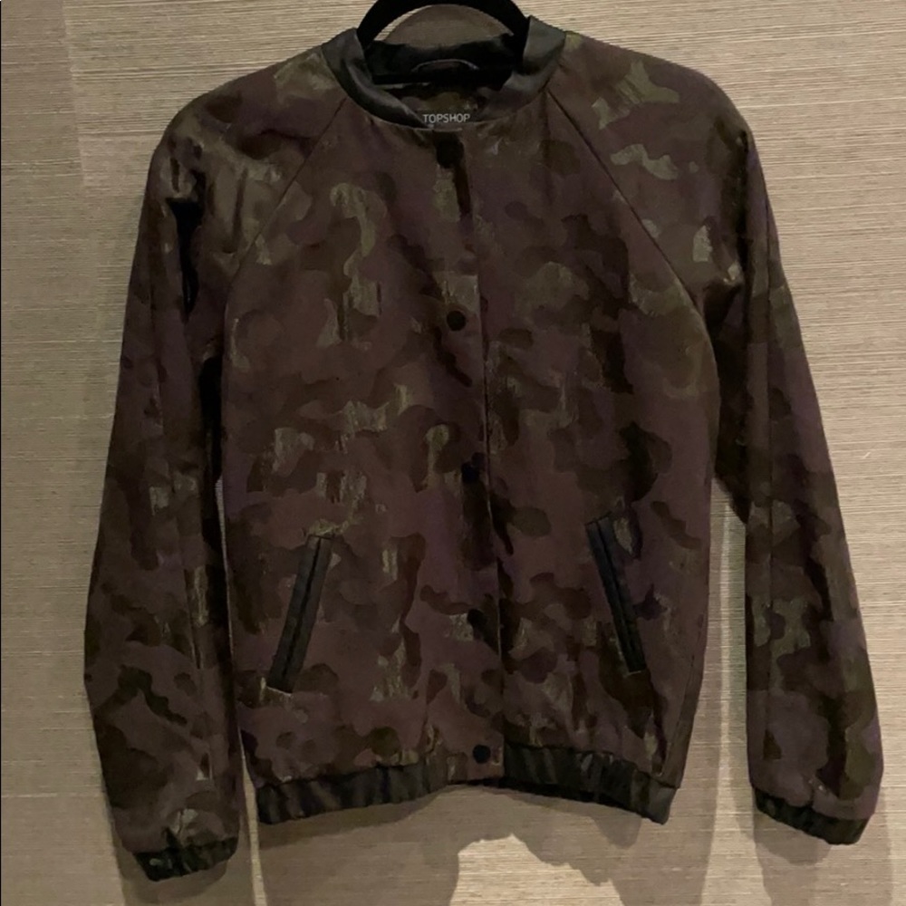 Topshop cameo bomber jacket